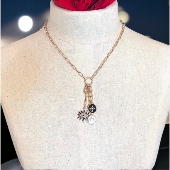 Evil eye stars and moon necklace. Protection necklace. - Picture 5 of 16